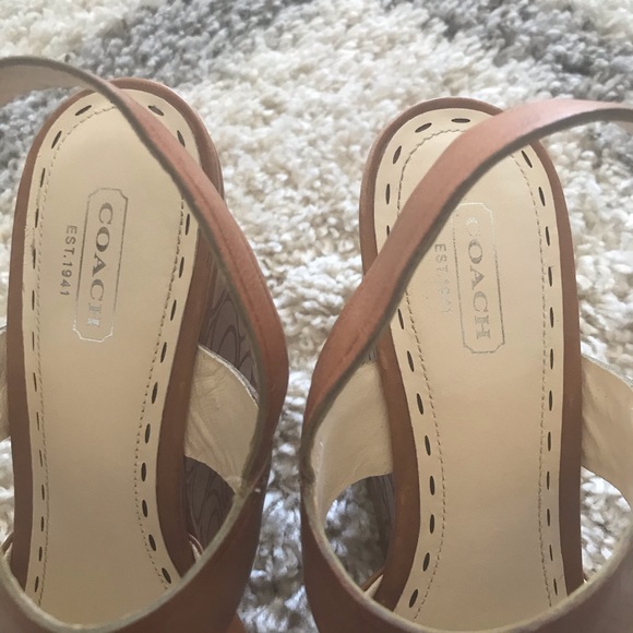 Gently Used Coach Natural Logo Leather Wedges. - Picture 3 of 4